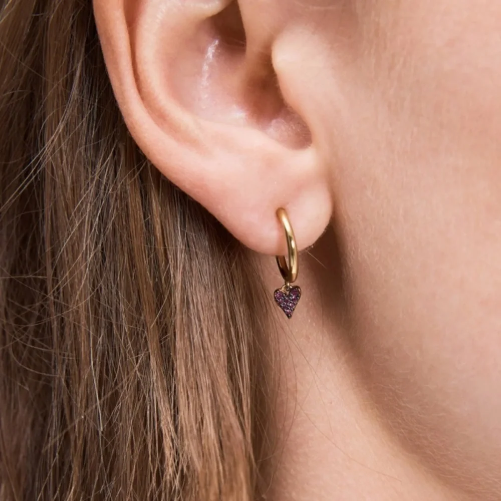 Kate Spade Gold-Tone Colored Pavé Heart Charm Huggie Hoop Earrings
